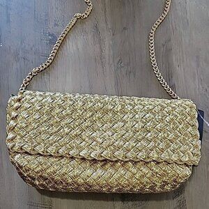 Falor Women's Chain-Link Genuine Leather Crossbody Bag Gold Hardware NO TAGS